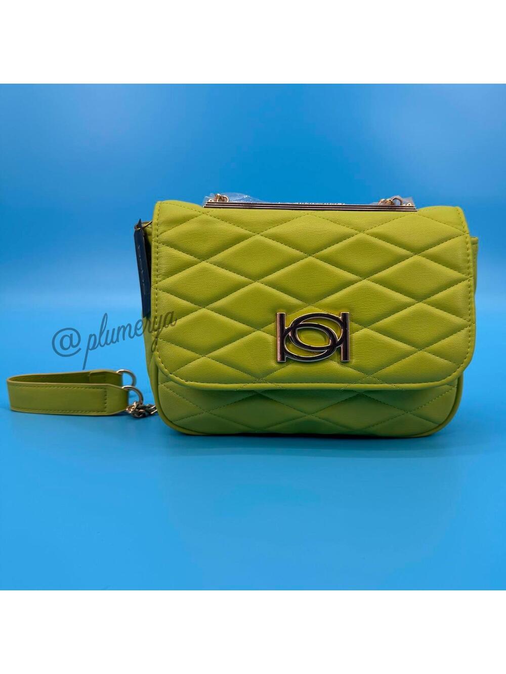 Bebe Abigail Quilted Flap Womens Y2K Summer Crossbody Shoulder Bag Seagrass NWT